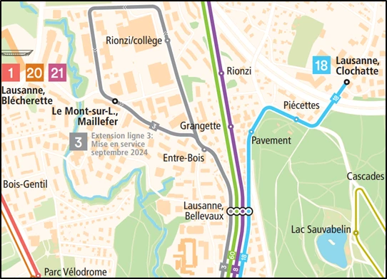 Développement des transports publics entre le Mont-sur-Lausanne et Lausanne: du quartier de Maillefer au centre-ville sans changement