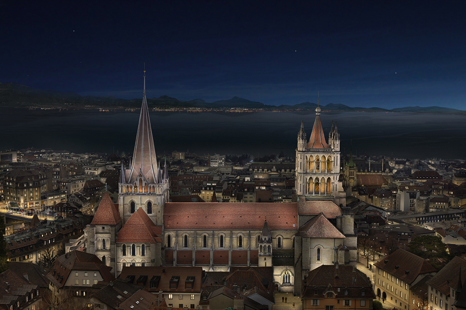 Inauguration publique officielle du nouvel éclairage extérieur de la cathédrale Notre-Dame de Lausanne
